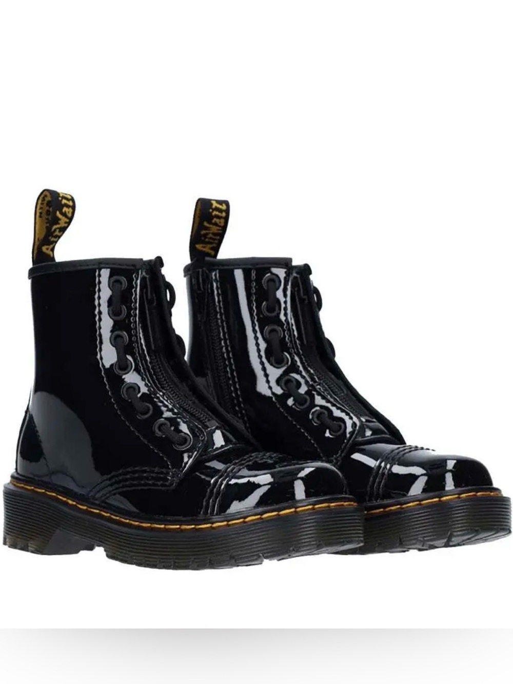 Dr. Martens Kids Black Patent Leather Sinclair Bex J Zip & Lace Boots